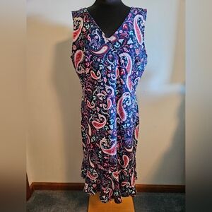 Talbots Colorful Paisley Dress Sleeveless XL